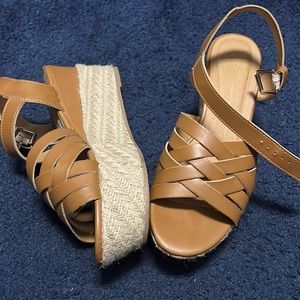 Brown and Beige Boho Platform Shoes Size 9